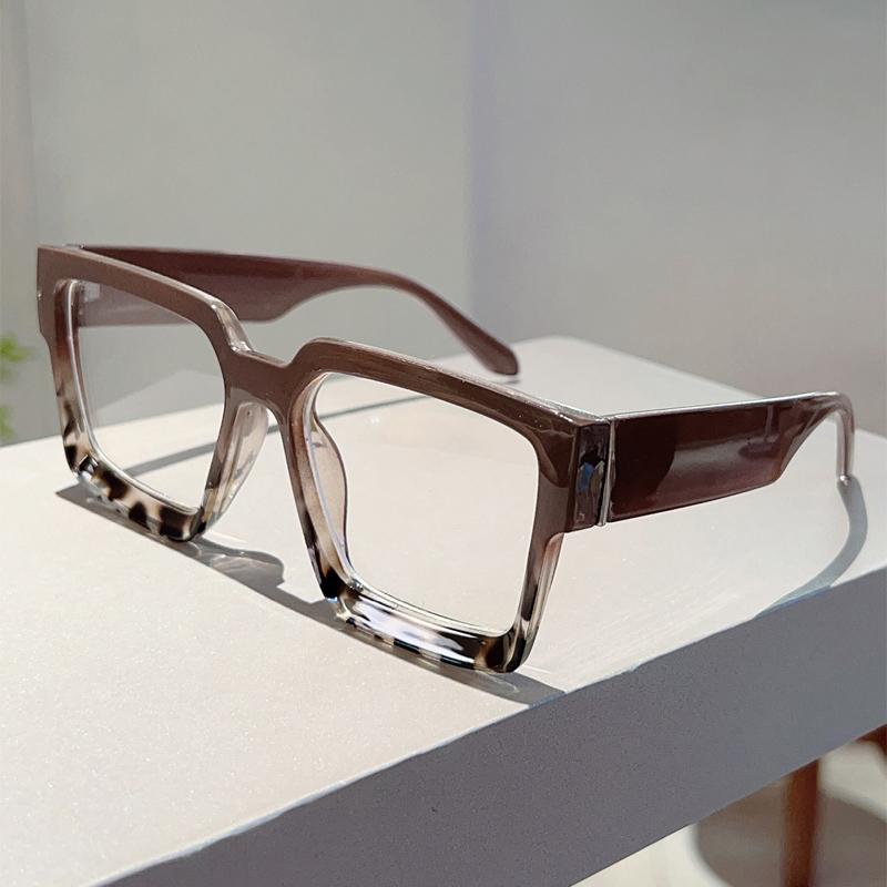 Vintage Square Glasses Women Fashion Oversized Blue Light Blocking Optical Frames Trendy Patchwork Rim Design Eyeglasses