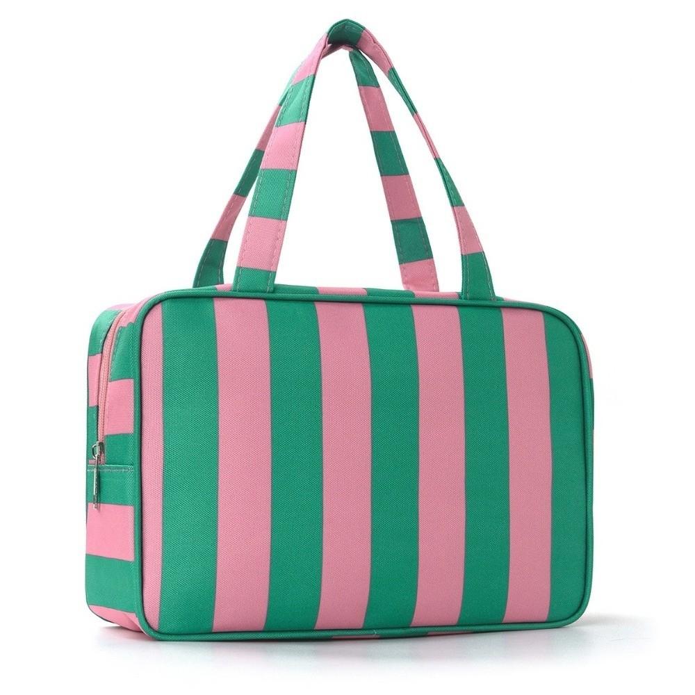 Multi Compartment Striped Toiletry Storage Bag Large Capacity Cosmetic Pouch Gift Giving