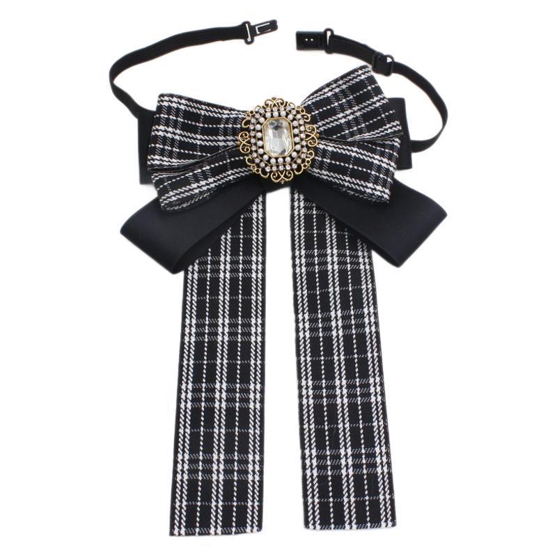 Preppy Houndstooth Bow Tie Flower Lapel Shirt for Women - TS326