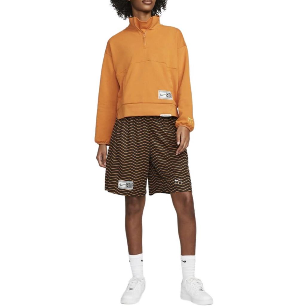 Nike Back Number Printed Stand Collar Long Sleeve Hoodie Women hoodies King-Orange DX0562-815