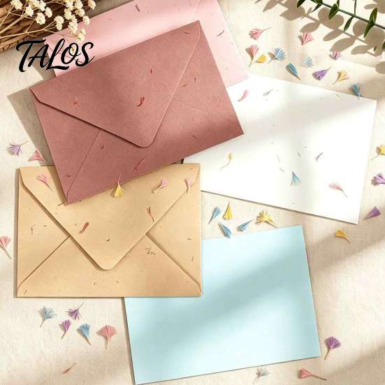 Handmade Paper Envelopes with Real Petals 10PCS Petal Art Envelopes, Floral Texture Design, Thick Western Style for DIY Crafts Stationery, Macaron