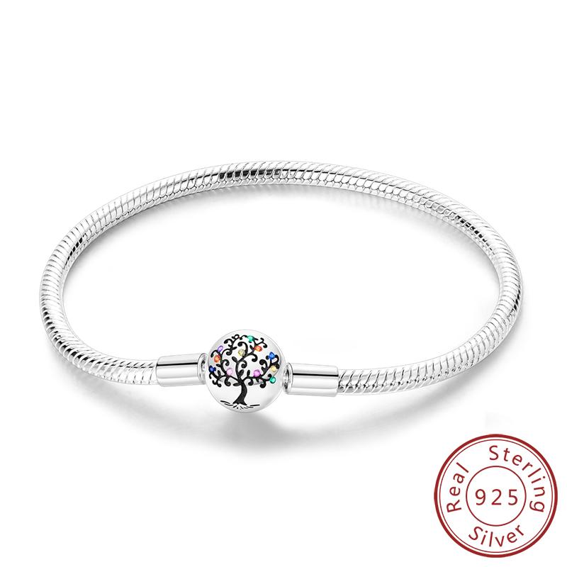 Original 925 Silver Bracelets 17-20CM Love Heart Flowers Butterfly Charms Beads Bracelet For Women Fashion Jewelry Gift