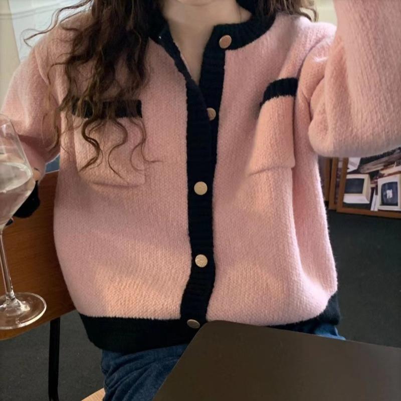 Autumn New Vintage O Neck Knitted Sweater Cardigans Women Elegant Casual Solid Loose Outer Knitted Cardigan Coat Women Fashion Winter Sweaters 25535