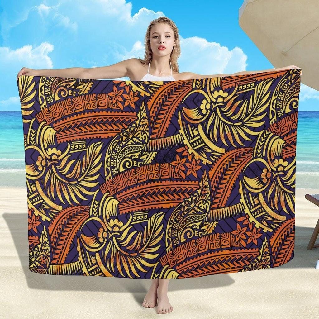 Summer Lightweight Women'S Sarong Shawl Polynesian Customizable Pattern Beach Essential Sun And Windproof Cape