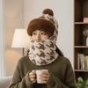 Houndstooth Pattern Plush Ski Mask Scarf Hat Breathable Neck Cover Face Cap  Camping