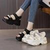 Fashion 7CM Cloth Synthetic Leather Sandals Flat Women Slippers Pumps Platform Wedge Hook Summer Hollow Fashion Bling Peep Toe Shoes