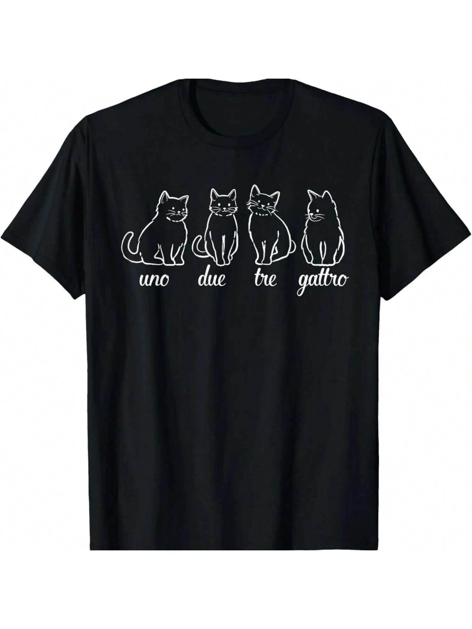 Fun Cat Four Cats Cat Mom Dad Kittens Lover Italian Italy T-Shirt S разноцветный