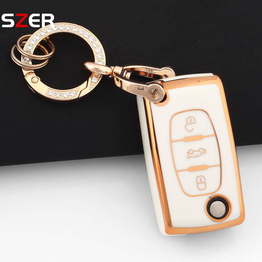 For Citroen C2 C3 C4 C5 C6 Xsara Berlingo For Peugeot 207 307 308 407 607 807 Fashion Tpu Car Key Case Cover Keychain Fob Shell