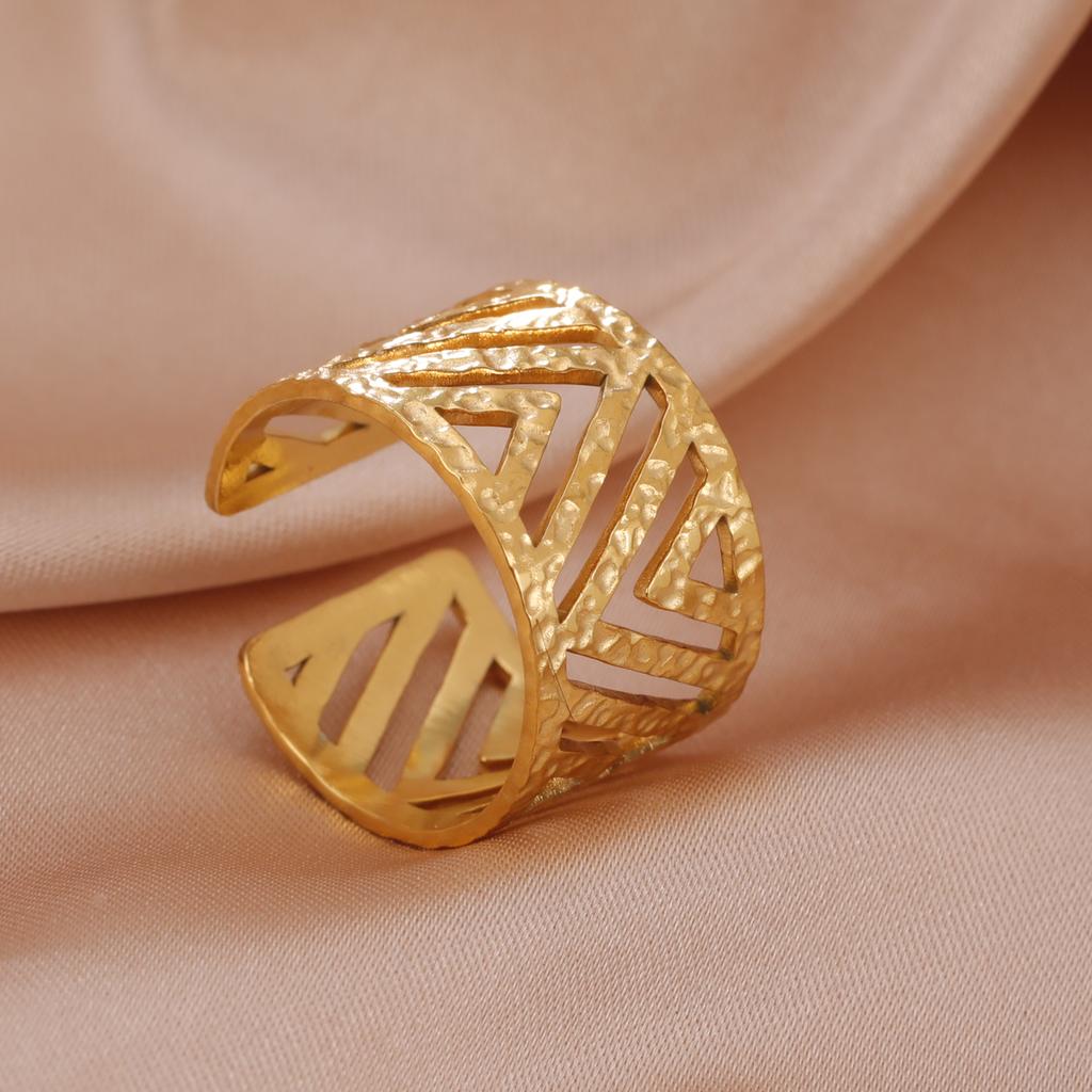 Stainless Steel Women Rings Geometric Heart Aesthetic Adjustable Open Finger Ring Fashion Party Jewelry Gifts
