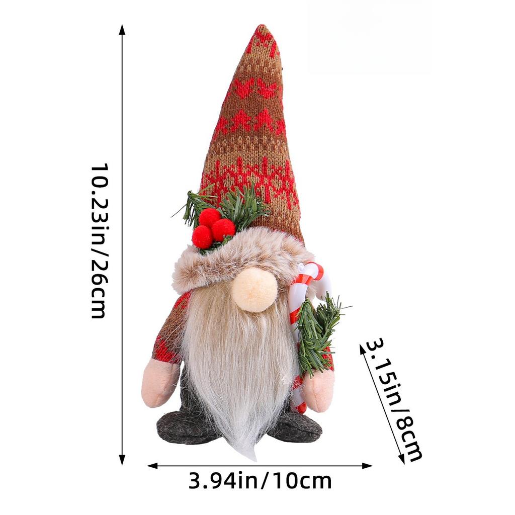 Knitted Pointed Hat Doll Ornament Christmas Creative Holding Cane Rudolf Faceless Doll Decoration Holiday Atmosphere Supplies