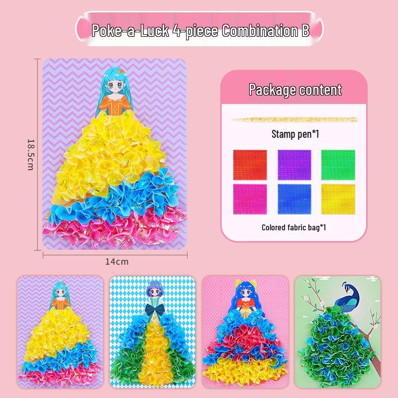 

Раскрашенное вручную платье принцессы в горошек для переодевания и книга с наклейками для DIY для детей