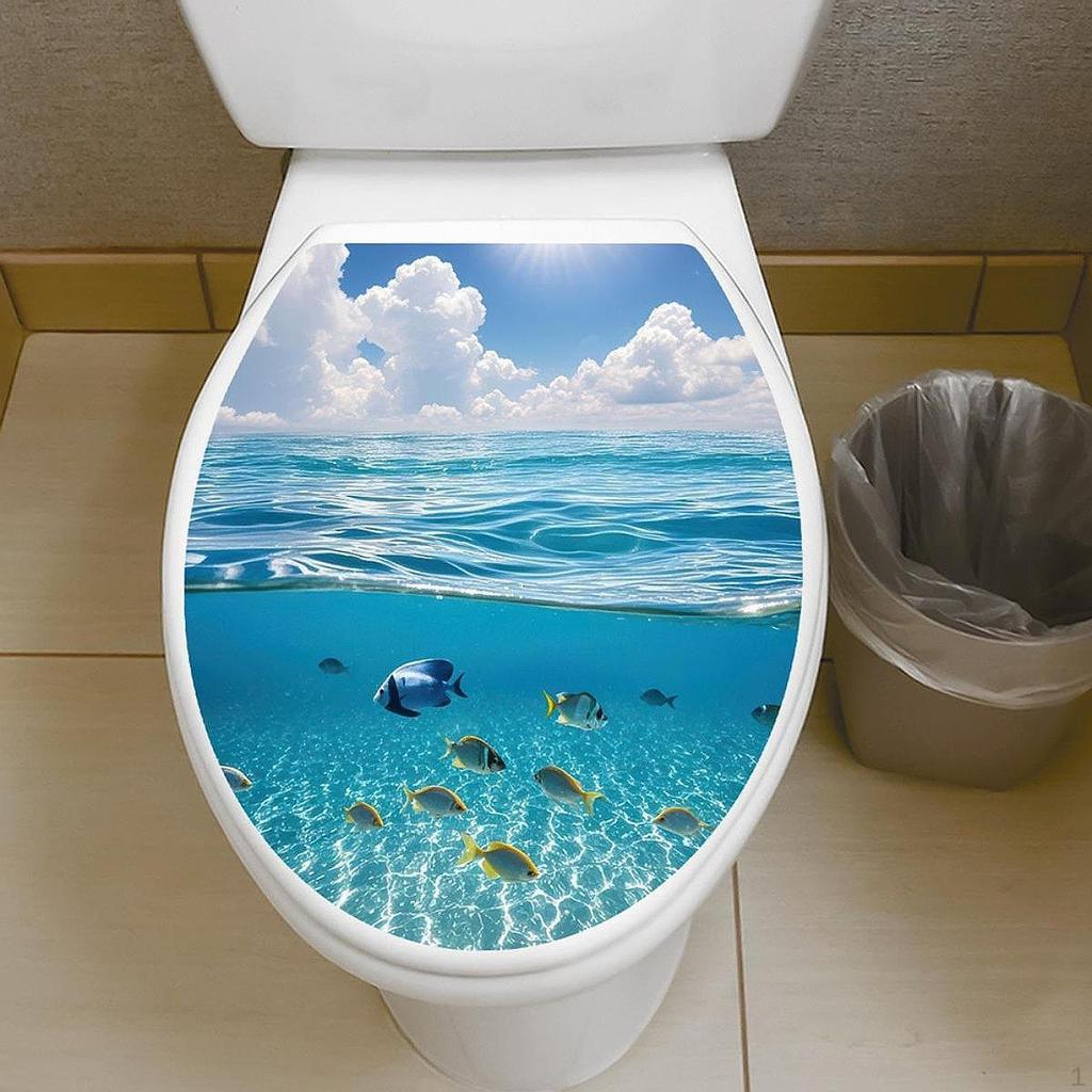 Toilet Lid Decals Bathroom Stickers Easy To Clean Bathrooms Wall Decor DIY Home Ocean Animal Self