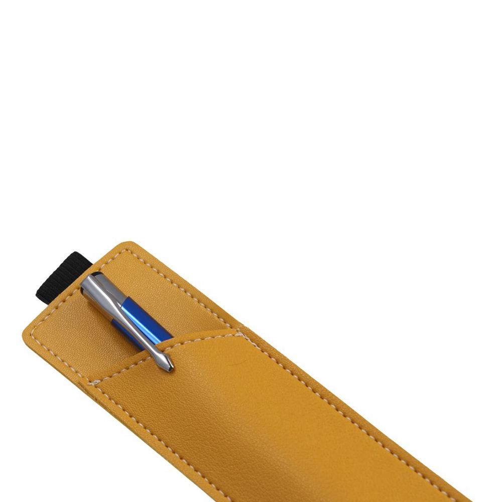 Adjustable Straps Pen Sleeve Pouch PU Leather Pencil Holder Case for Notebook Office