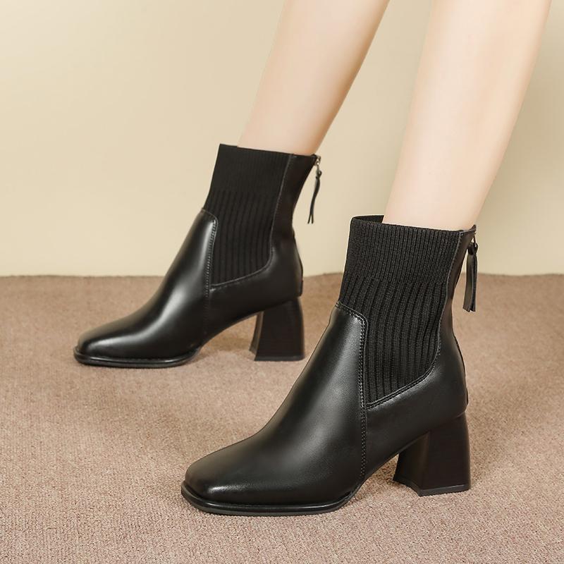 Winter Square Toe Comfortable And Elegant Square Heel Work Boots Fashionable New Anti Slip Plus Size Horse Boots For Women