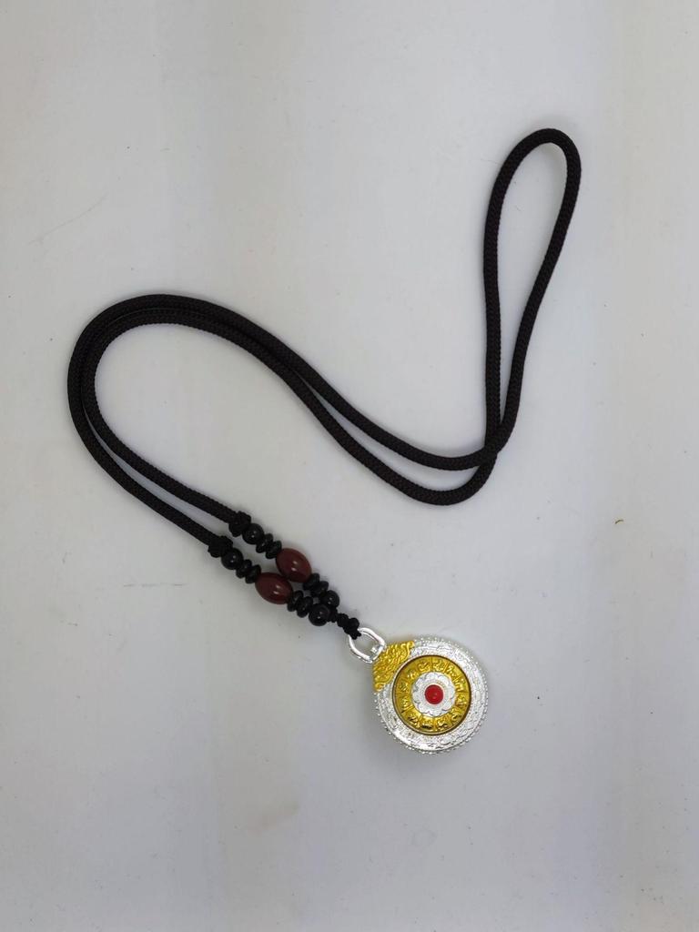 Tibetan Silver Rotating Nine Palaces Eight Trigrams Pendant with Zodiac Keychain Necklace