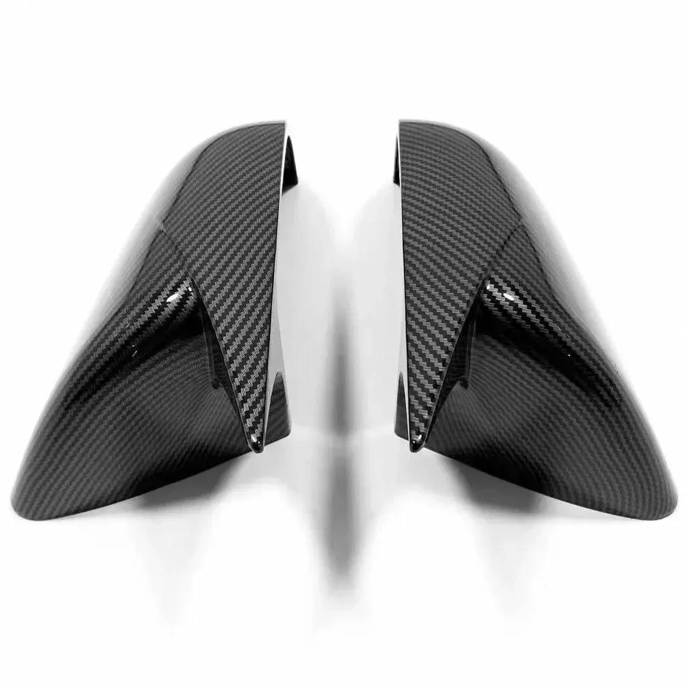 Exterior Rearview Side Mirror Housing Shell Cap Carbon Fiber Pattern Gloss Black Side Door Mirror Cover For Tesla Model Y 3