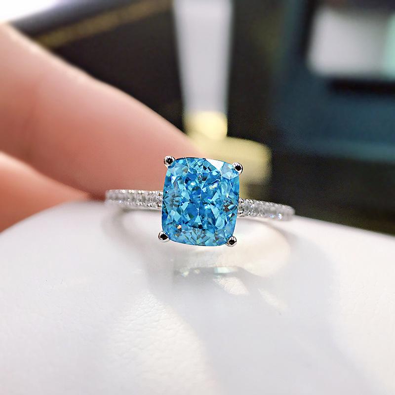 

Ювелирные изделия храма Луоси Кольцо «Морское сокровище» из серебра 925 пробы с голубым бриллиантом – Темпераментное отбеливающее кольцо для мужчин и женщин Size 8 кобальтовый/синий