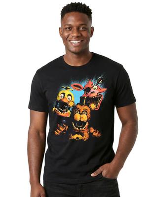 Camiseta para Hombre Five Nights at Freddy's Escena de Animatrónicos Manga Corta