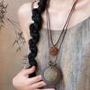 Geometric Ethnic Style Necklace Wood Long Sweater Chain Antique Bohemian Style Choker  Lady