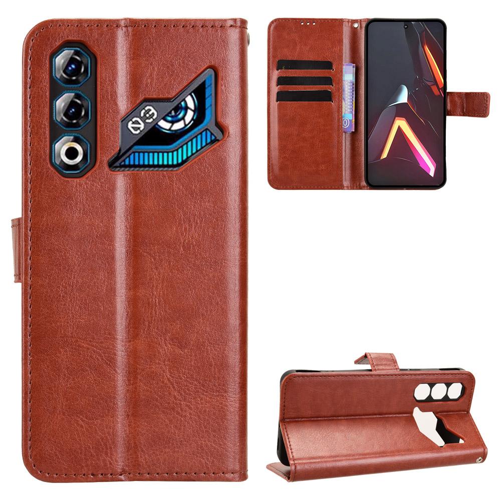 For ZTE nubia Neo 3 GT 5G PU Leather Case with Strap Crazy Horse Texture Phone Wallet Cover