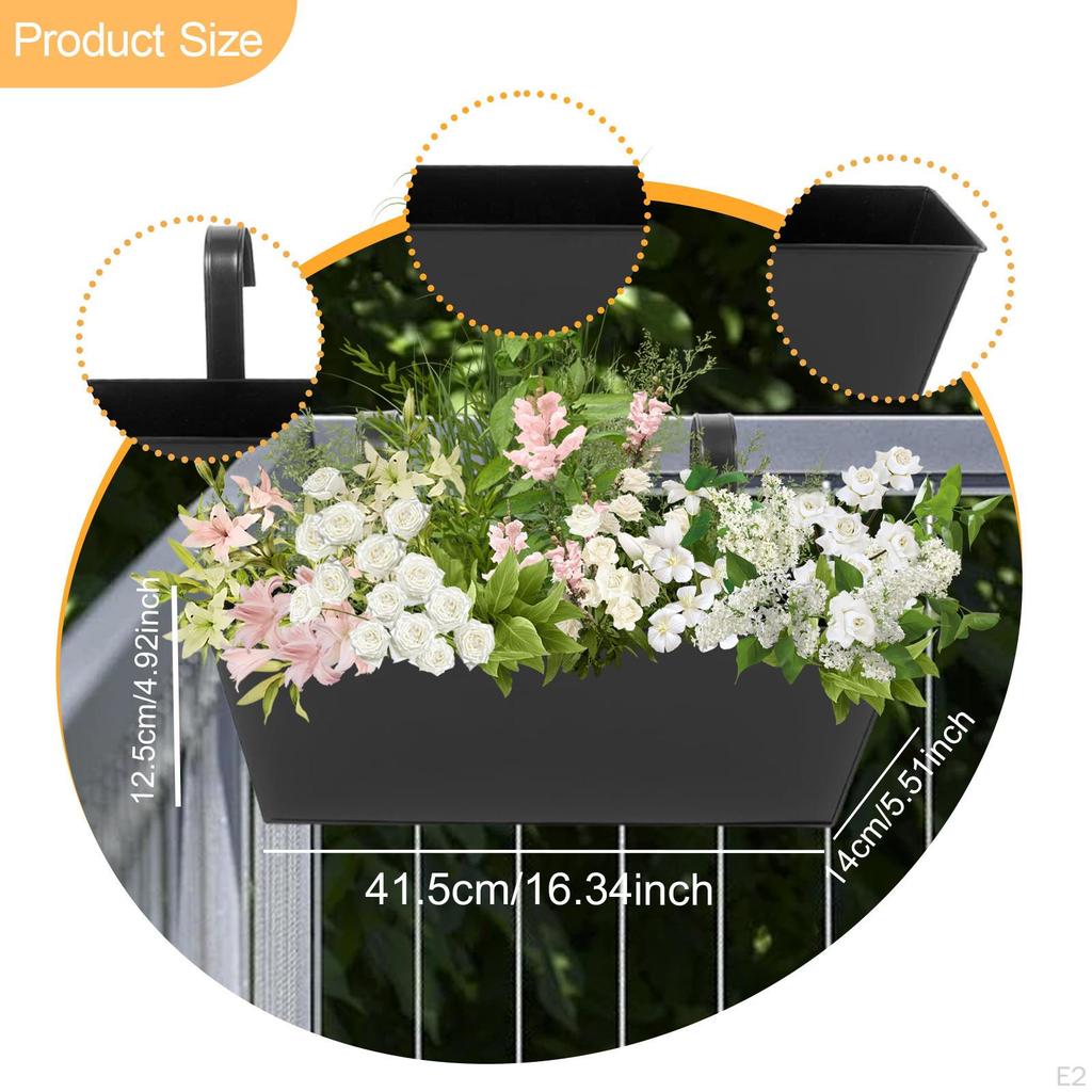 Hanging Flower Pot Iron Bucket Planter Holder Drainage Hole Plant with Metal Detachable