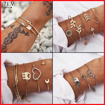 Trendy Arrow Knot Opening Bracelets Set Elegant Alloy Beauty Simple Cuff Bracelet Women Jewelry