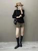 Women's Retro Cashmere Cable Knit Sweater - Round Neck, Loose Fit, Warm & Versatile for Autumn/Winter