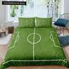 Green Football Field King Queen Duvet Cover Soccer Field Comforter Cover Boys Men Sport Games Bedding Set Polyester Quilt Cover