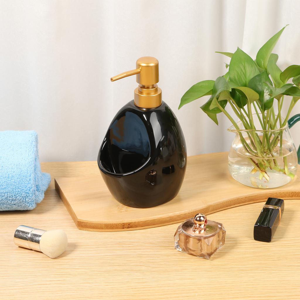 2 In 1 Ceramic Lotion Bottle Soap Dispenser with Sponge Holder Kitchen Sink Hand Foam Bathroom Press Pump Dispenser