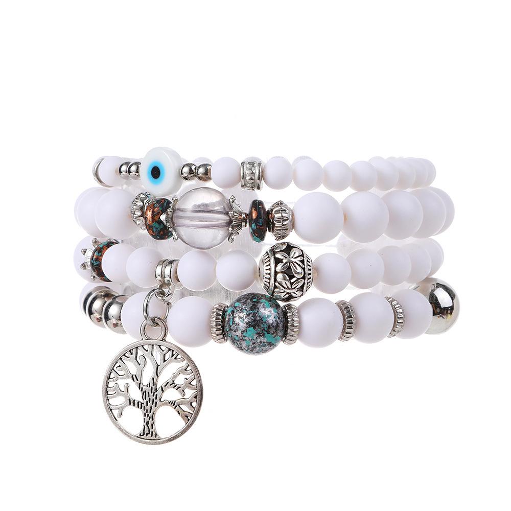 Bohemian Beaded Bracelet Set with Tree of Life Pendant