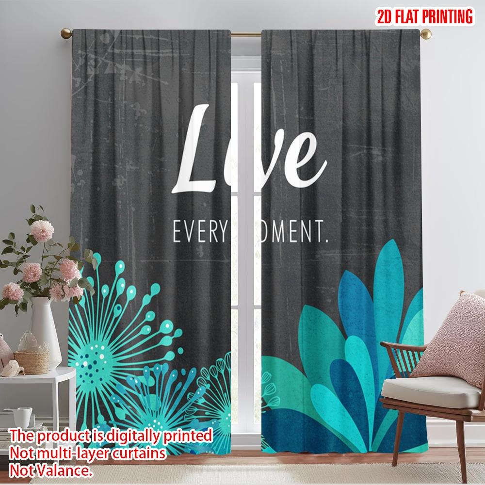 

2pcs 2D flat printing Curtains Live Every Moment Fabric Without Electricity Festive Holiday for All Season celebrations 52.50×116.00 CM 2pcs