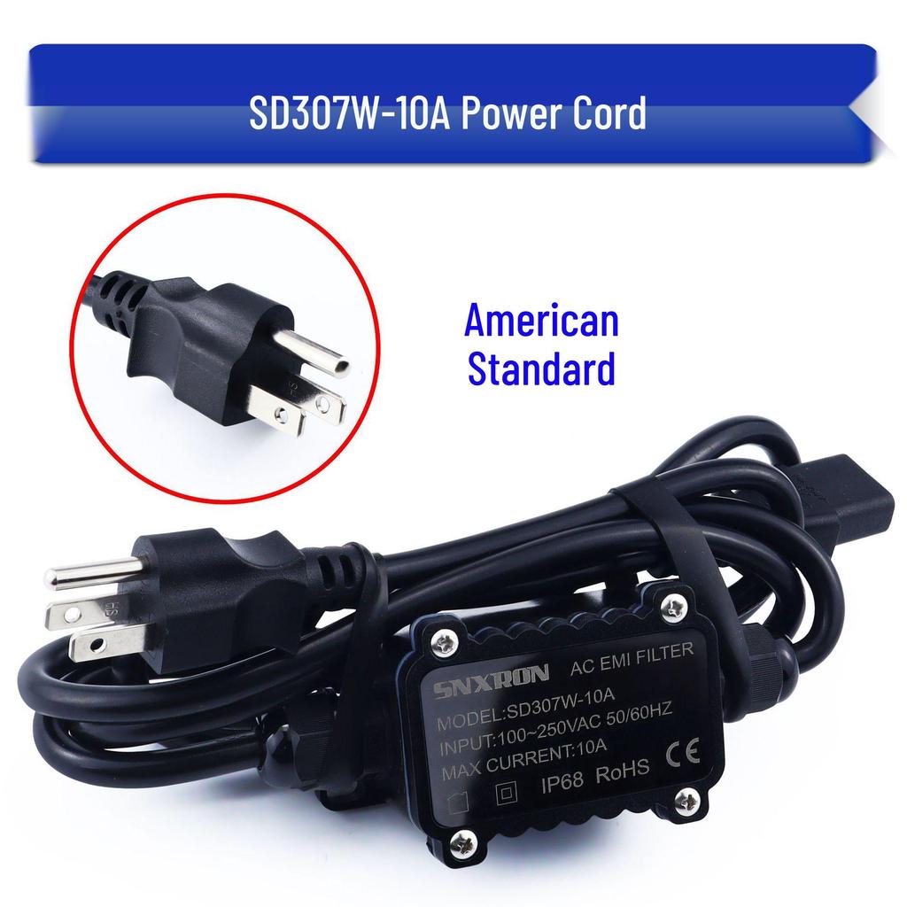 EMI 220V Single Phase 10A Power Cable with C13 Interface & Anti-interference Filter for HIFI Audio