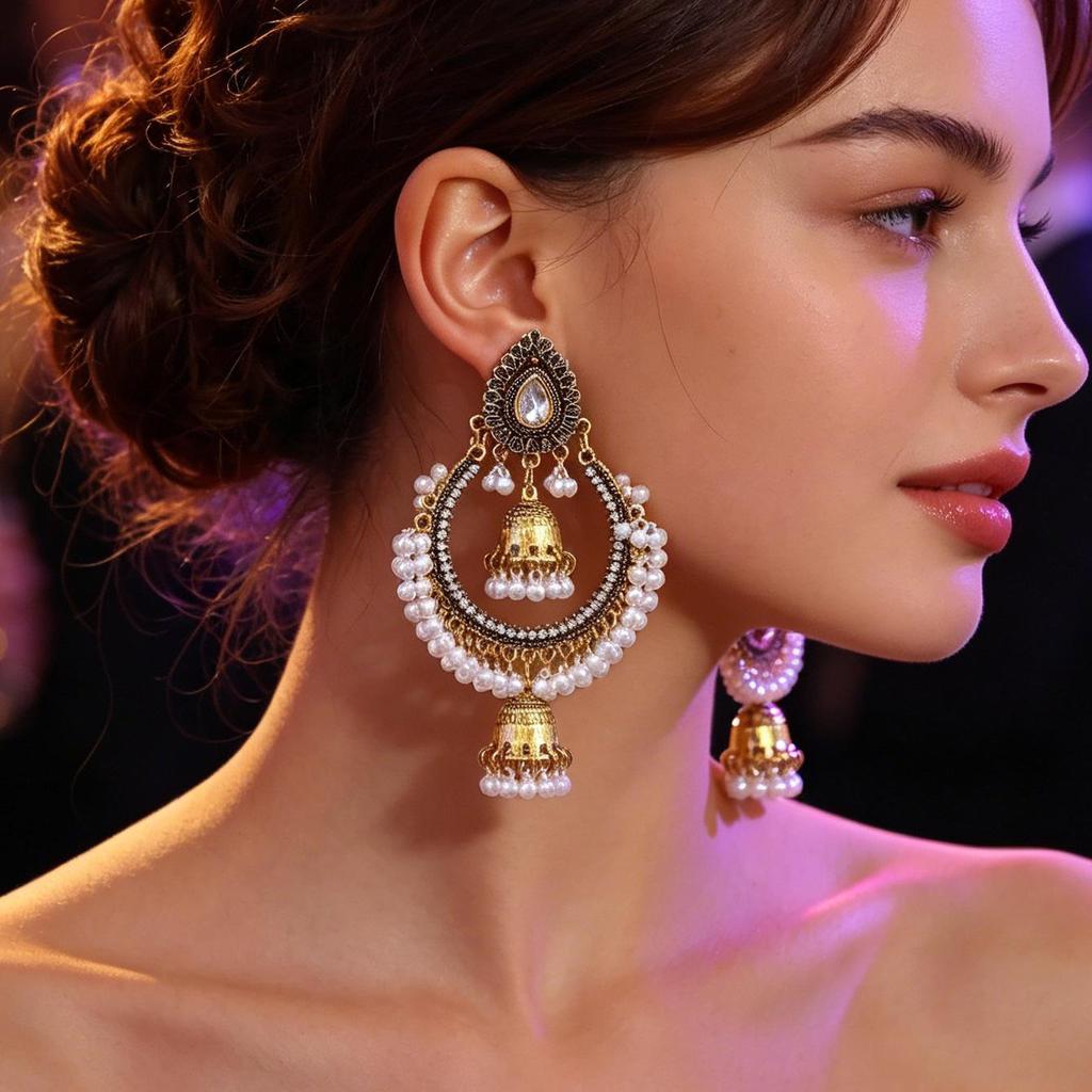 Bohemian Style Rhinestone Inlaid Luxury Earrings: Elegant Retro Women's Fashion Accessories