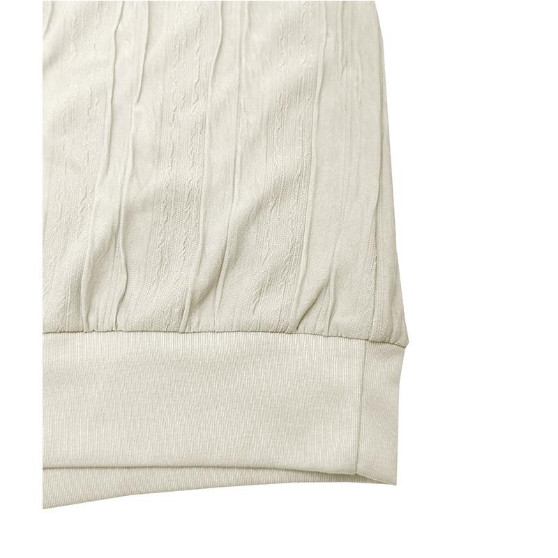 Mens Short Sleeve Jacquard Knit Round Neck Pullover T Shirt