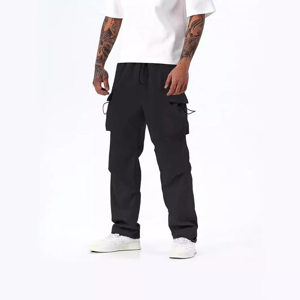 New quick-drying overalls men's American parachute pants high waist wide legs casual sports trousers
