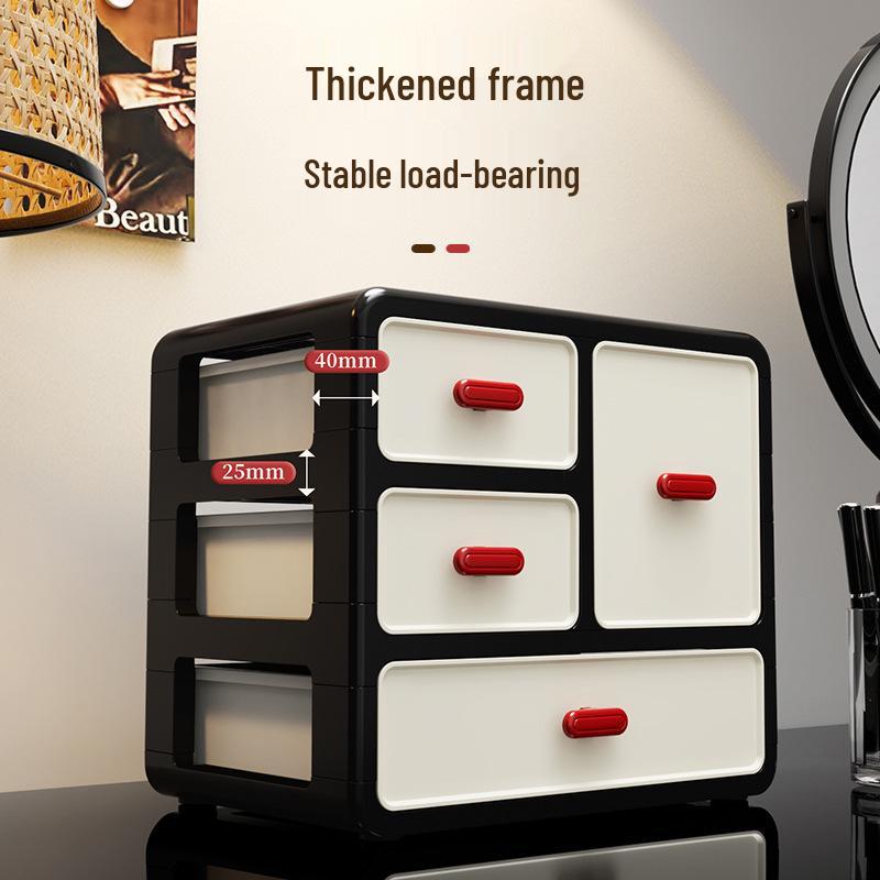 Retro-Style Plastic Cosmetic Storage Cabinet with Drawers