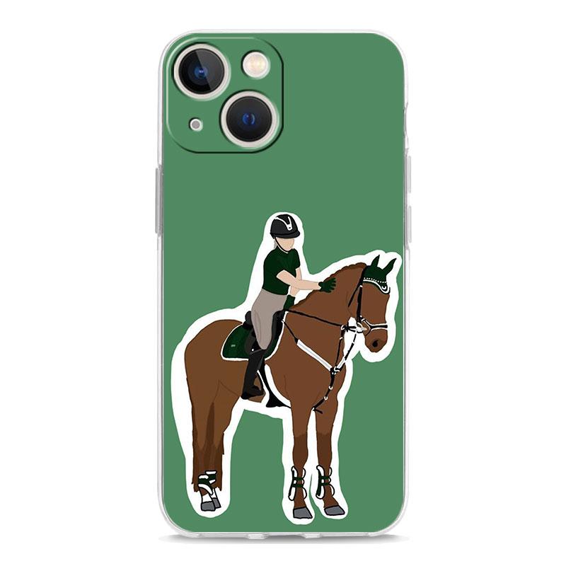 Animal Galloping Horse Girl Drawing Luxury Phone Case For iPhone 15 16 14 13 12 11 Pro Max XS X XR SE 7 8 Plus Clear Cover