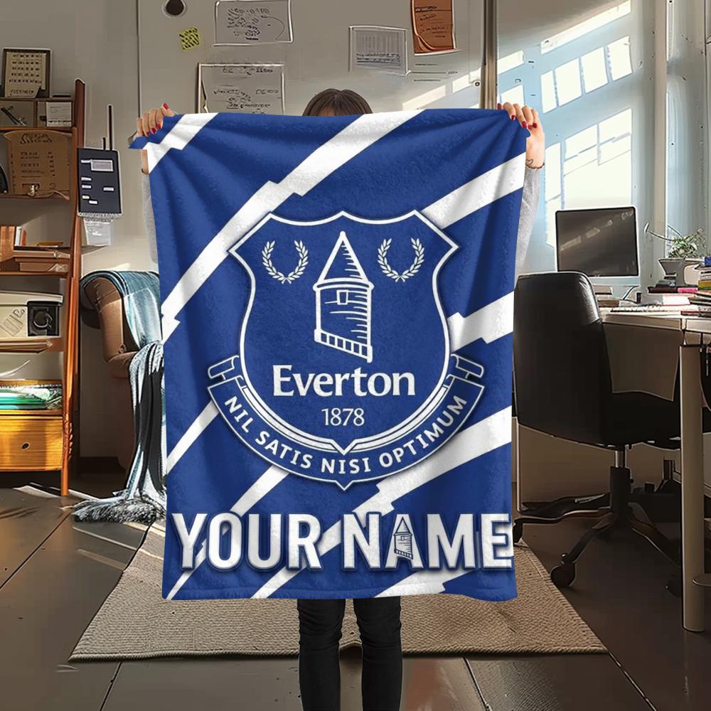 1 Stück Personalisierte Decke mit Everton FC Muster aus Flanell Geeignet für Alle Jahreszeiten für Heimdekoration Wärme und Komfort Geschenke Feiertagsgeschenk