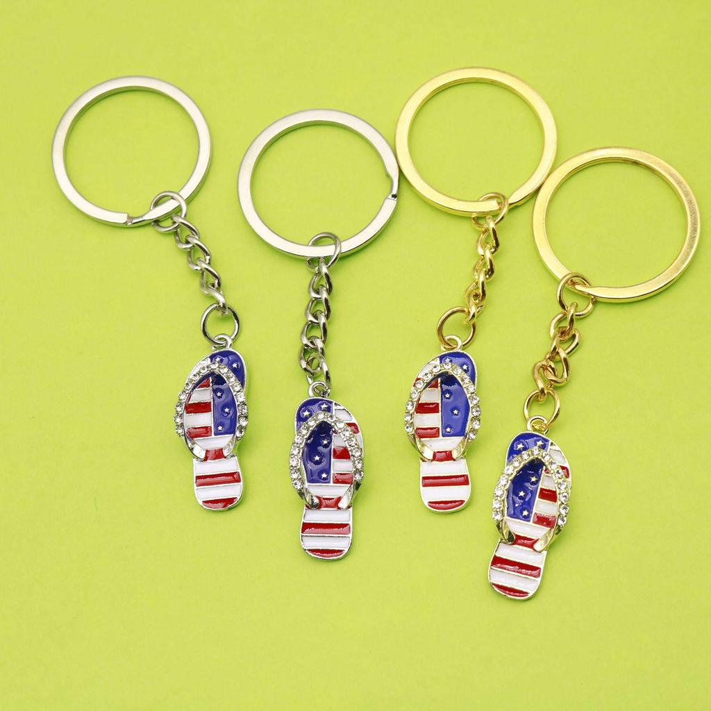 European American Independence Day Star & Flag Slipper Keychain