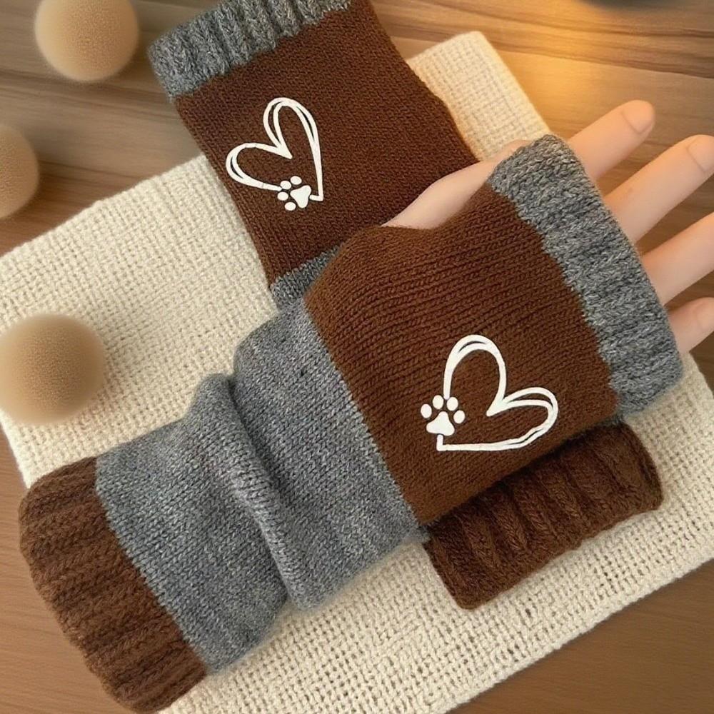 Trendy Fingerless Gloves Elastic Cuffs Knitted Decorative Gloves Warm Gloves Sleeve Covers Daily