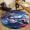 Genshin Impact Pattern Round Rug, Indoor/Outdoor Mat, for Picnic, Gameroom, Bedroom, Office, Living Room, Home Decor Carpet, Birthday Gift