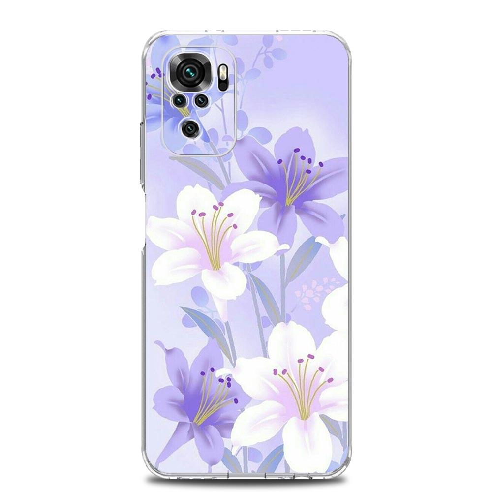 Phone Case For Xiaomi Redmi Note 13 12 5G 9S 9 8 10 11 Pro Plus 4G 9T 13C 12C 10C 9C 9A 7 Pro Clear Cover Beauty Flowers Leaves