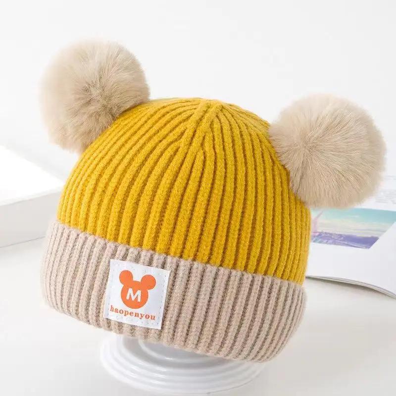 

Winter Warm Baby Hat with Scarf Cute Bear Knitted Children Hat Cap Bonnet Infant Toddler Kids Hat Boys Girls Crochet Beanie 1-3Y