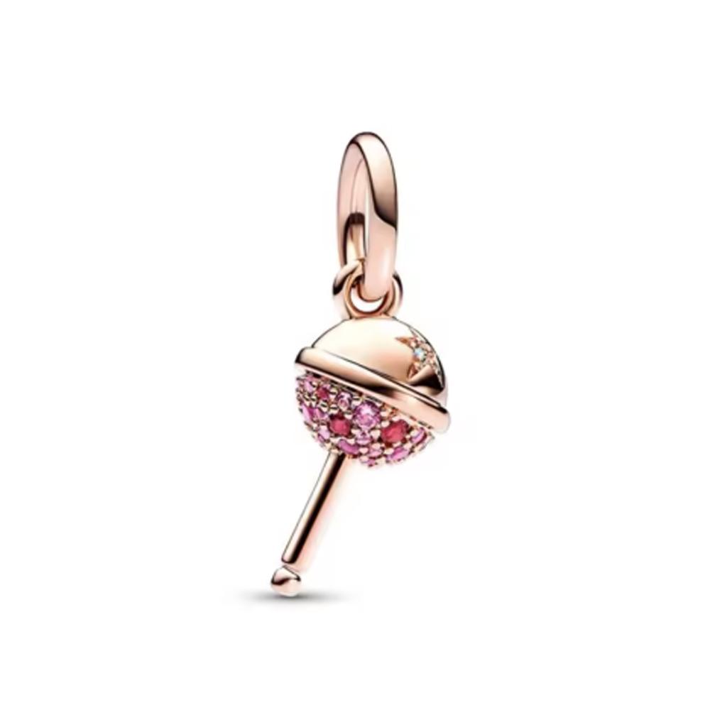 925 Silver Cute Lollipop Ice Cream Pendant Charms Cake Fruit Candy Donut Apple Pizza Beads Necklace DIY Bracelet Jewellery Gift
