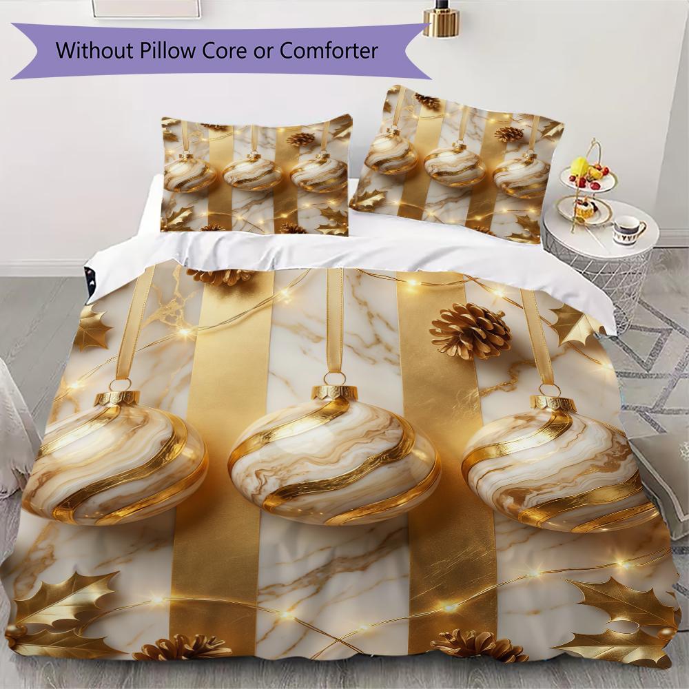 Golden Decorations Pattern Bedding uilt Set uilt Cover Pillowcase Home Decoration Birthday Gift (1 * duvet cover + 2 * pillowcase without core)_XIA
