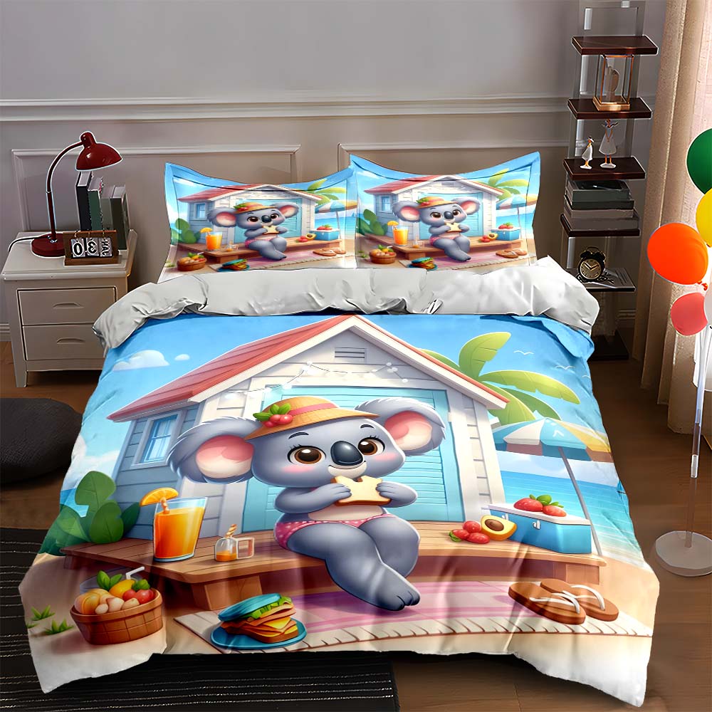 

Koala beach picnic Bedding Duvet cover sets Duvet covers Pillowcases gifts (1 * Duvet Cover 2 * Pillowcases, without duvet insert) 135x200cm