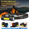 Lanterna de Cabeça LED COB Recarregável por USB Lâmpada de Cabeça para Uso Externo Lanterna Impermeável para Acampamento Pesca Farol Potente com Ímã na Cauda