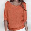 2026 Women's Solid Color Round Neck Knitwear Three-Quarter Sleeve Top