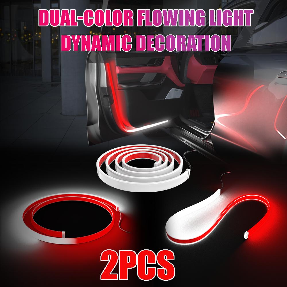 

2pcs LED Car Door Opening Welcome Light Strips Flexible 120cm White Red Warning Strobe Decoration Atmosphere Ambient Lamp 12v 2pcs