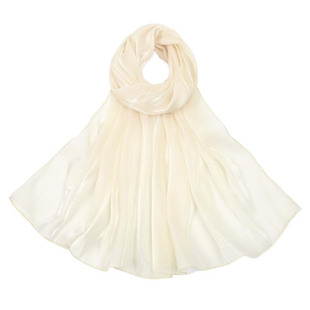 Breathable Smooth Silk Headscarf Sunscreen Thin Large Shawl Fashion Chiffon Hijab Scarf  Head Wrap бежевый